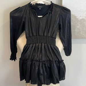 Girls Size 4 Long Sleeve black shiny dress